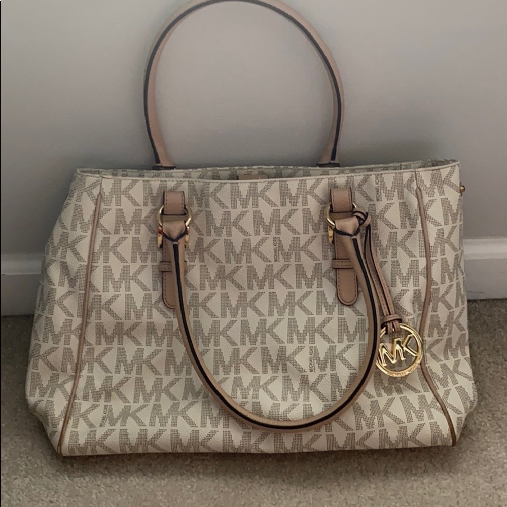Michael Kors white logo purse